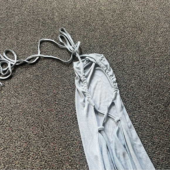 SHEIN Light Blue Bodycon Halter Neck
Spaghetti Strap Tie Low Back Shiny Dress M - Picture 13 of 16